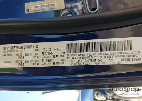 2012 Jeep Compass Sport из США, поврежденный, VIN 1C4NJCBB7CD605889